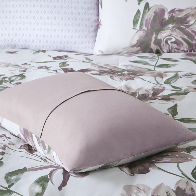 Chic Floral Bedding Set, Soft Polyester Microfiber, Modern Mauve Design
