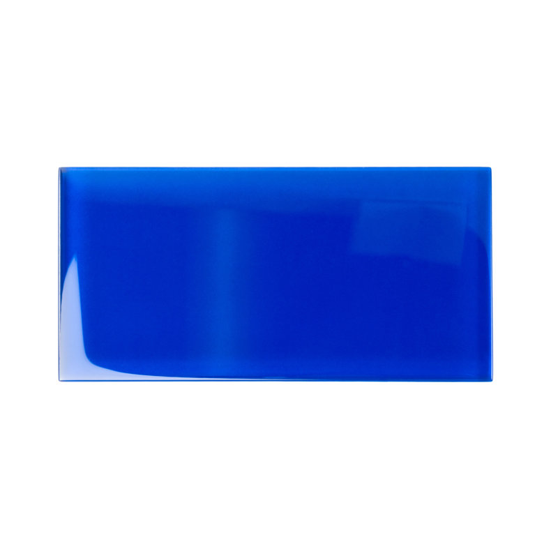 3"X 6" Polished Glass Subway Tile, Blue