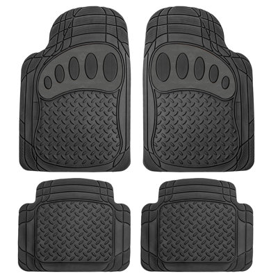 Trimmable ClimaProof Non-Slip Rubber Floor Mats With Footprint Design Full Set