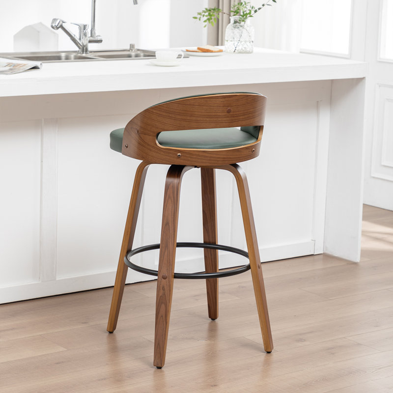 Swivel Upholstered Counter Stool, Green, Bar Stool (76.2cm Seat Height)