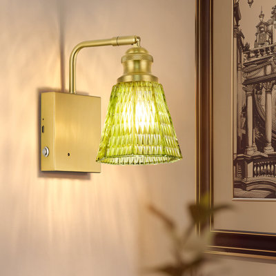 Vintage Rechargeable Armed Sconce with Remote and Bulb, Battery Operated Wall Sconce