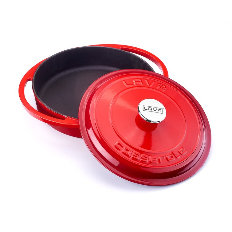 Lava Cast Iron 4 Qt. / 11 Enameled Multi Purpose Dutch Oven with Lid -  Round