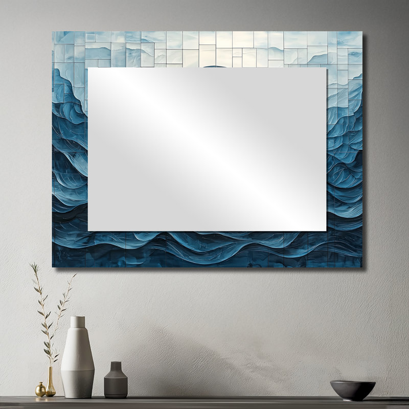Eclipse Moon On Coastal Reflection II - Fantasy Accent Wall Mirror - Printed On Metal, 30" x 40"