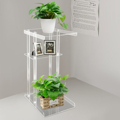 Support pour plante d'angle en acrylique transparent à 3 niveaux