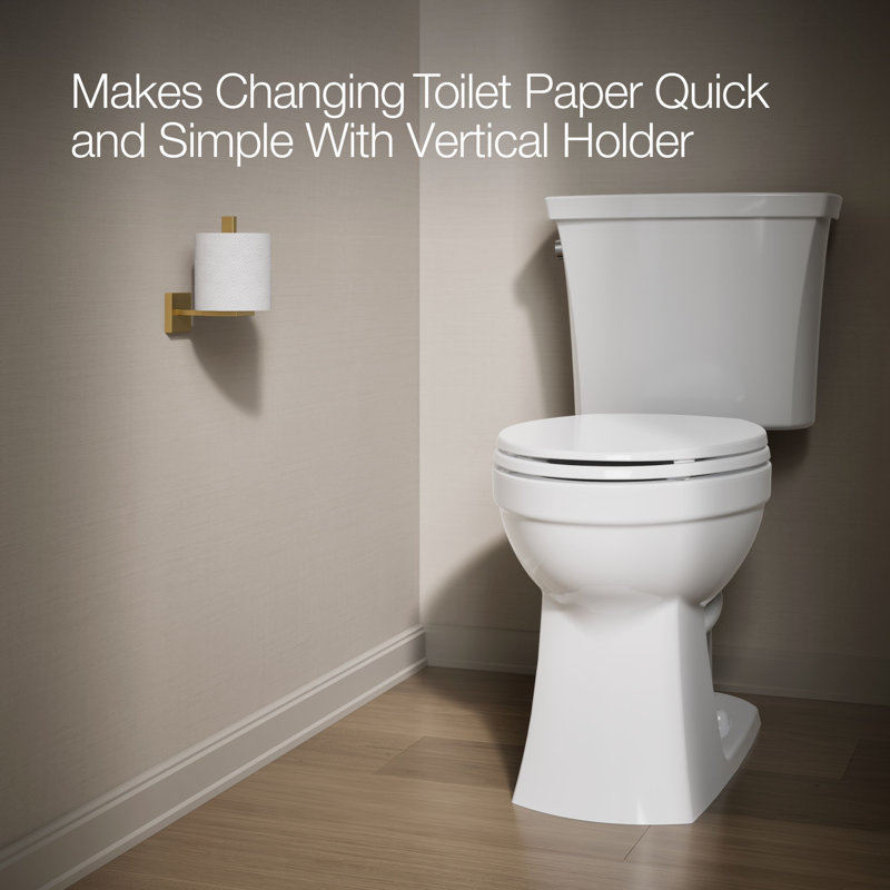 Square Vertical Toilet Tissue Holder, Vibrant Brushed Moderne Brass