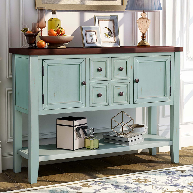 Console de 46 po Analeesa, Espresso, Bleu rétro