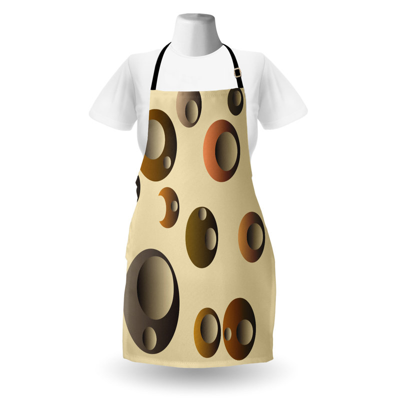 Tablier abstrait East Urban Home unisexe, rond Funky Bubbles, taille adulte, caramel brun pâle