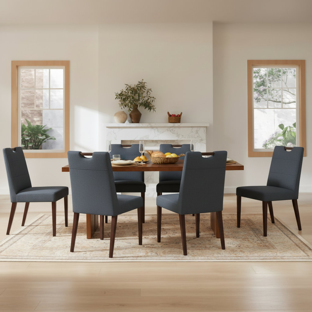 Sylvan Linen Parsons Dining Chair, Navy Blue