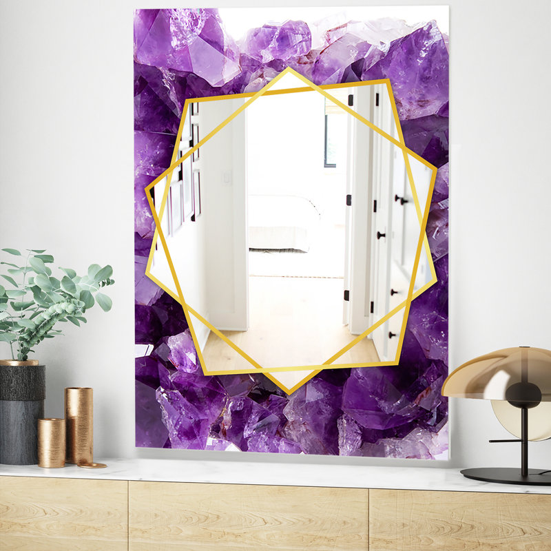 Purple Amethyst - Modern Mirror - Contemporary Wall Mirror, 32" H x 24" W, Purple