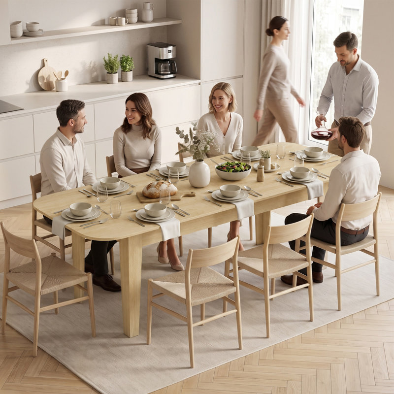 Table de salle à manger extensible de 55 à 71 po pour 4 à 6 personnes, table de cuisine ovale extensible Farmhouse, bords ronds, peu encombrante pour le dîner, salon, petites cuisines, chêne