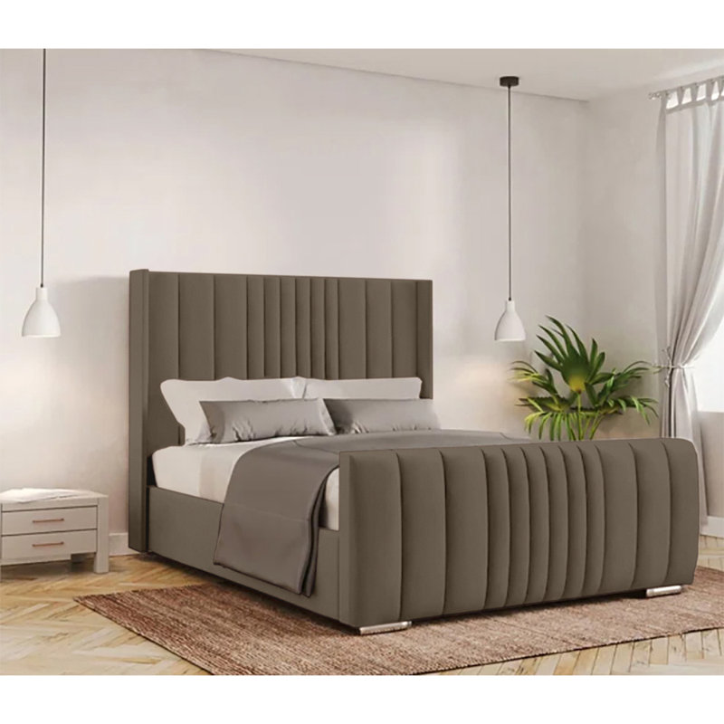 Schwamm Upholstered Bed Frame, Mole, Double (4'6)