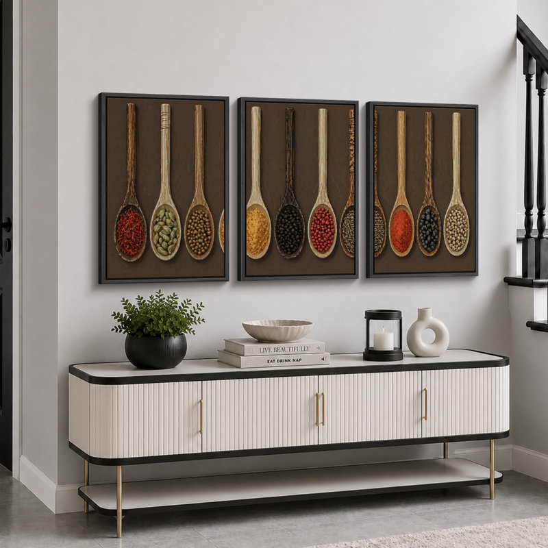 «Spoon» en bois, H 24 po x l 48 po x P 1,5 po, Cadre noir