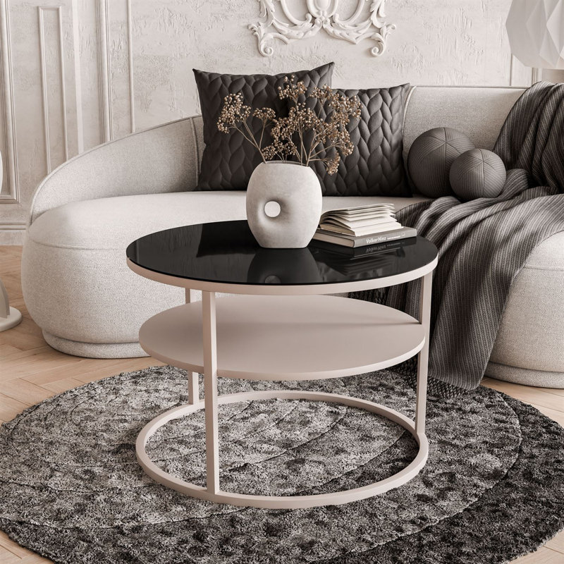 Frame Coffee Table with Storage, Black