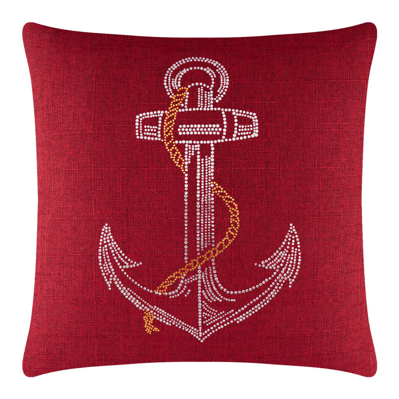 Anchor Throw Pillow, Red, 16" x 5"