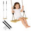 AIYAPLAY Swing Seat Wooden Kids Swing Set with Adjustable Rope Tree Straps