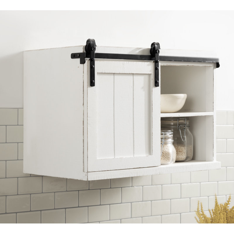 Table d'appoint flottante avec rangement Prescott, Blanc