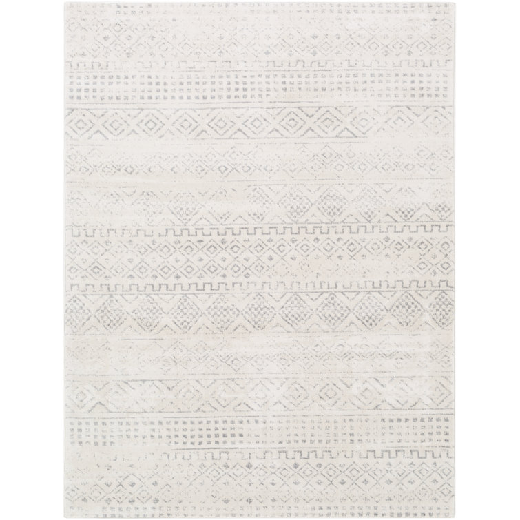 Herrod Machine Woven Gray/Ivory Area Rug