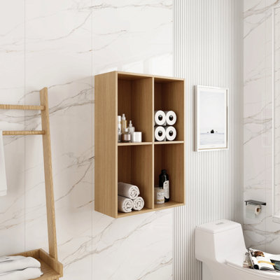 Petites tablettes de rangement murales de 24 pouces, convenant à une petite salle de bain, bureau, pièce de rangement, chêne original