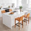 Full Assembled 26"H Counter Stool, Saddle Leather Upholstered Bar Stool With Padded Seat, Counter Height Barstool With Metal Frame Footrest For Kitchen Island Bar Counter, Orange-2110897006-2110765625