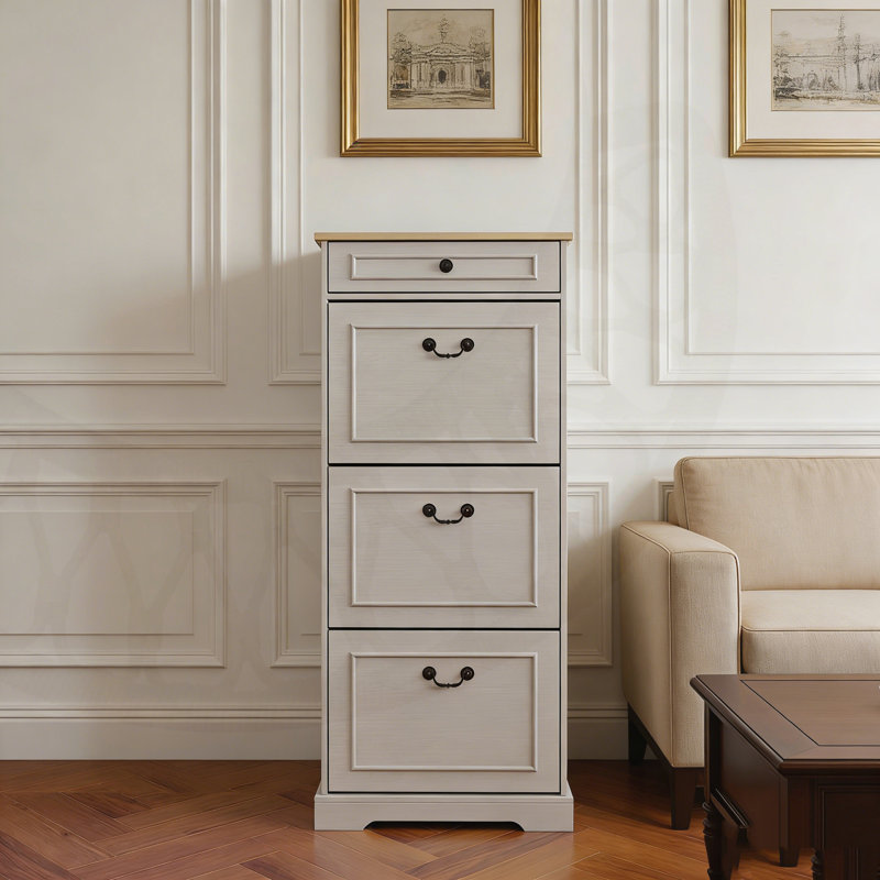 Armoire à chaussures mince et autoportante avec tablettes réglables, 3 tiroirs rabattables et tiroir de rangement supérieur pour l'organisation du vestibule.