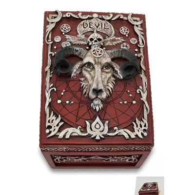 5"W Red Goat Trinket Box Figurine