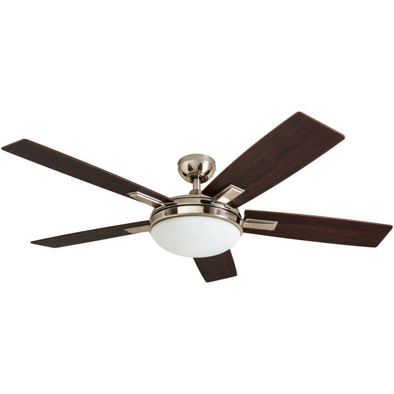 Benton 52" Ceiling Fan with LED Light, Brushed Nickel with Walnut Blades