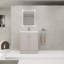 Meuble-lavabo autoportant avec lavabo en résine blanche et 2 portes d'armoire à fermeture en douceur (emballage KD)-1571843578-1571843576