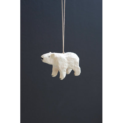 PAPER MACHE BEAR CHRISTMAS ORNAMENT