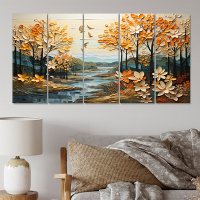 «Forest Enchanted Canopy Patchwork I», art mural forêt en métal
