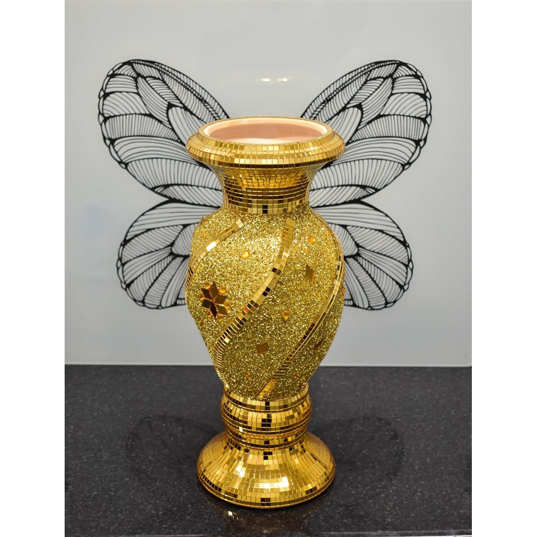 40Cm Spiral Crushed Diamond Ceramic Flower Vase V070