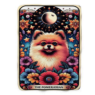Jeté Poméranien Tarot Card - 1 pièce Sherpa Bla Premium