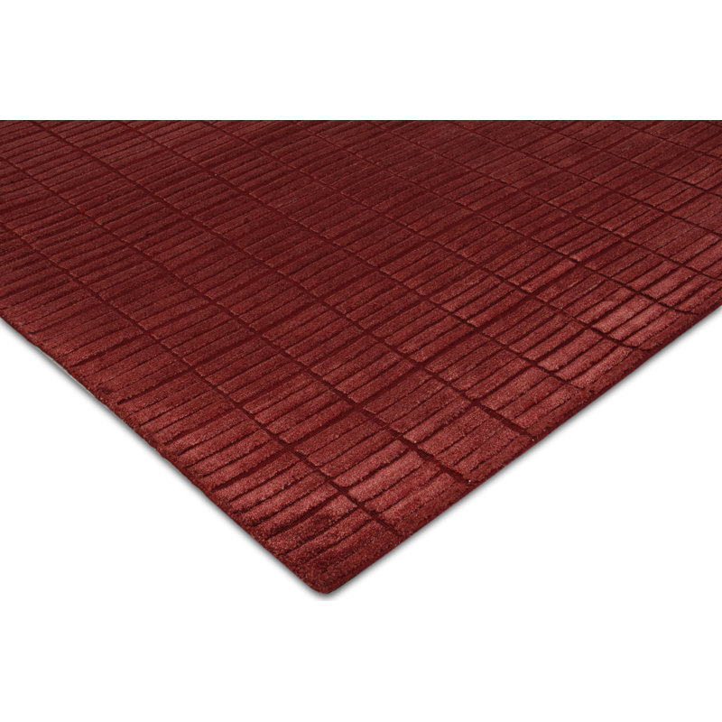 Blocks handloomed Viscose Red Area Rug