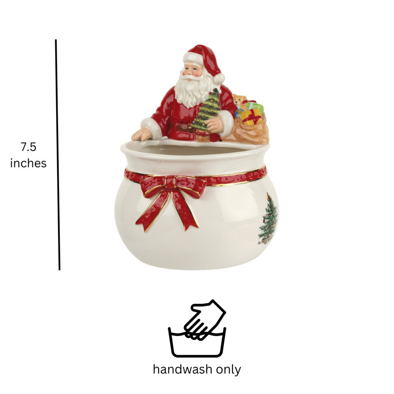 Spode Christmas Tree Santa Candy Bowl 7.75"