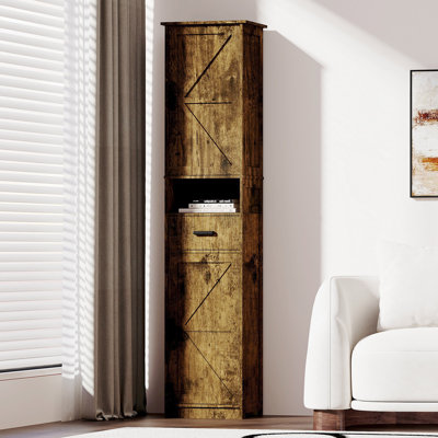69" H Tall Bathroom Storage Cabinet With 2 Barn Doors And 1 Drawer, Narrow Storage Unit, Adjustable Shelves,Floor Cabinet For Bathroom, Living Room, Entryway,Kitchen