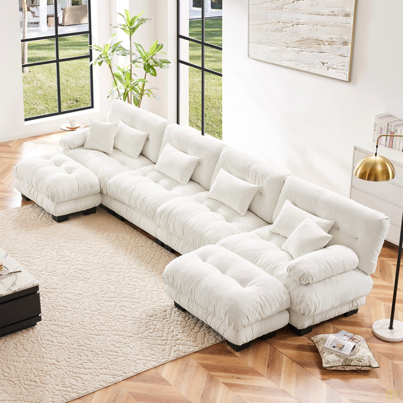 Canapé modulaire Free Combination, canapé en U, White Chenille