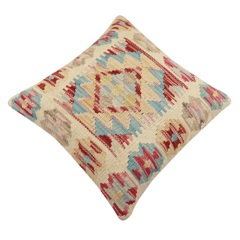 Oreiller rustique en kilim tissé à la main Caballer - 17 po x 18 po Rustic, H 18 po x l 18 po