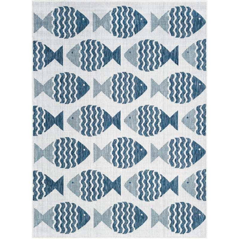 Tapis contemporain bleu marine Daitzman, Rectangle 5 pi 3 po x 7 pi 1 po