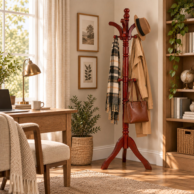 Karragullen Solid Wood Freestanding 5 - Hook Coat Rack