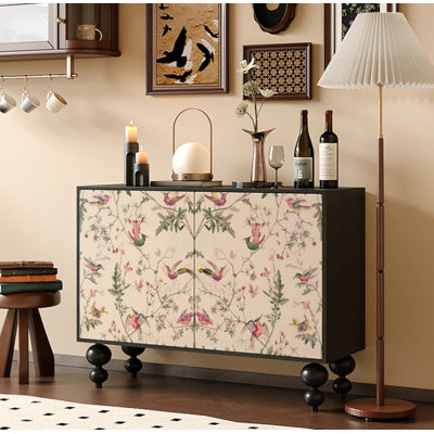 French Simple Retro Porch Cabinet Solid Wood Accent Cabinet