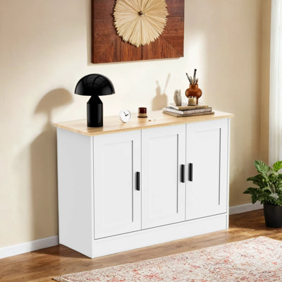 Buffet de 43,3 po de largeur à 3 portes, armoire à café avec tablette réglable, buffet de cuisine pour le salon, la cuisine