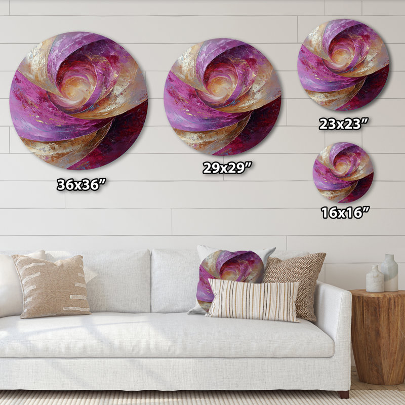 Cyme - Art mural rond moderne abstrait en métal, H 23 po x l 23 po