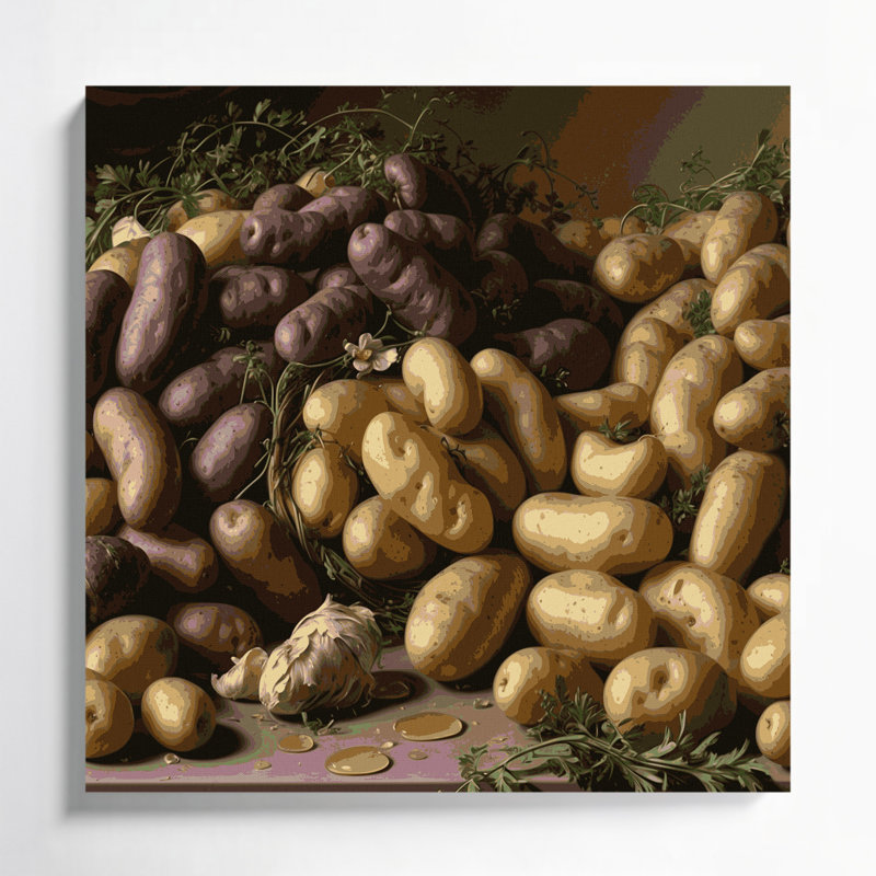 Art mural sur toile brun légumes et pommes de terre, H 16 po x l 16 po