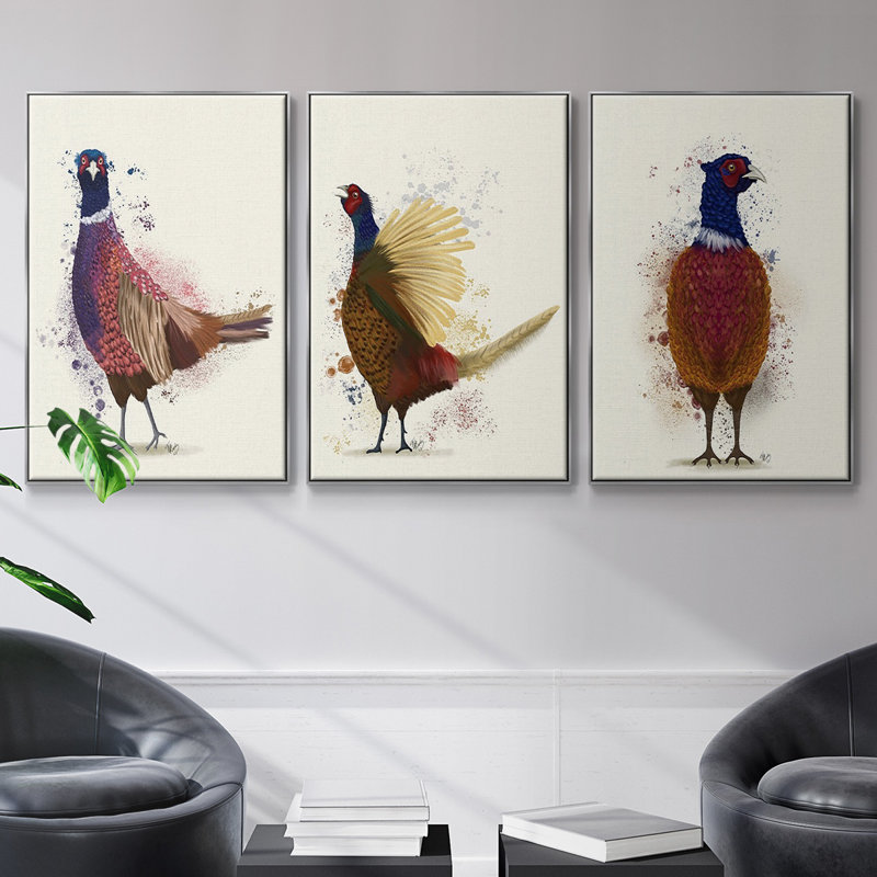 Pheasant Splash 3 3 pièces, Argent argent, 36" H x 72" W  x 2" D