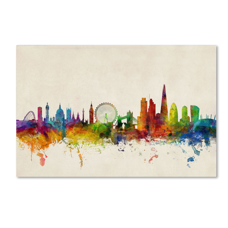 Ingar "London England Skyline VII" par Michael Tompsett, impression sur toile tendue, H 12 po x l 19 po x P 2 po