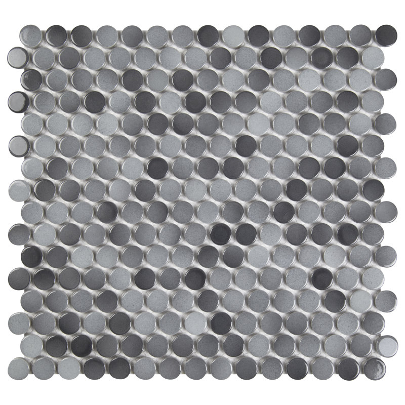 Carreau de céramique mosaïque ronde pour mur et plancher, Mélange de gris