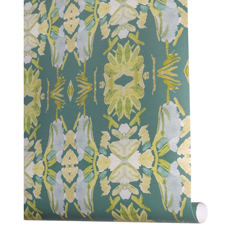 Wildflowers I Medium Repeat Wallpaper, Dark Green, Cellulose/Polyester