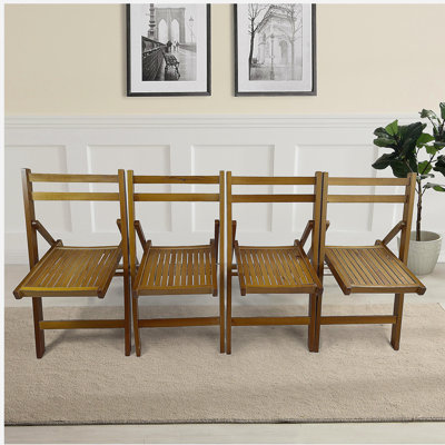 Furniture Slatted Wood Folding Special Event Chair - Honey color, Set of 4, FOLDING CHAIR, FOLDABLE STYLE