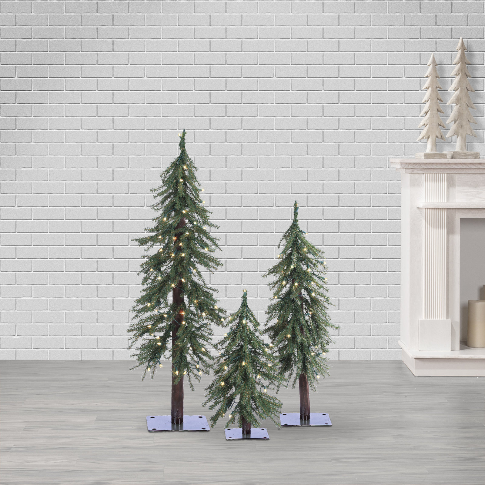 Alpine 4' Pre-Lit Pine Christmas Tree