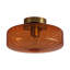 1-Light Round Amber Glass Drum Semi Flush Mount 