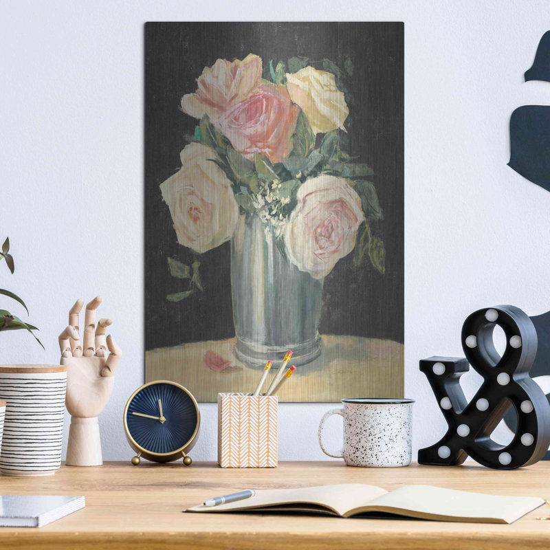 «Silver Vase I On Black» par Carol Rowan, art mural en métal, 12 po x 16 po, H 16 po x l 12 po